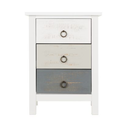 An Image of Vermount 3 Drawer Bedside Table White and Grey