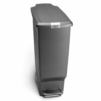 An Image of simplehuman 40 Litre Plastic Slim Pedal Bin - Grey