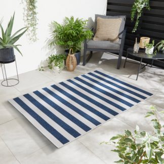 An Image of Nautical Stripe Indoor Outdoor Rug Navy Blue/White