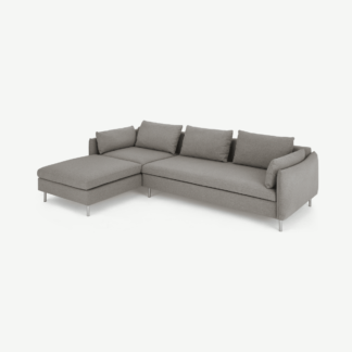 An Image of Vento Left Hand Facing Chaise End Sofa Bed, Manhattan Grey Fabric
