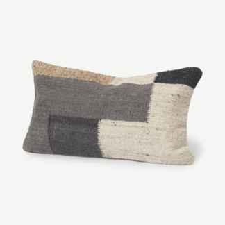 An Image of Neefa Cushion, 30 x 50 cm, Grey Wool, Jute & Cotton