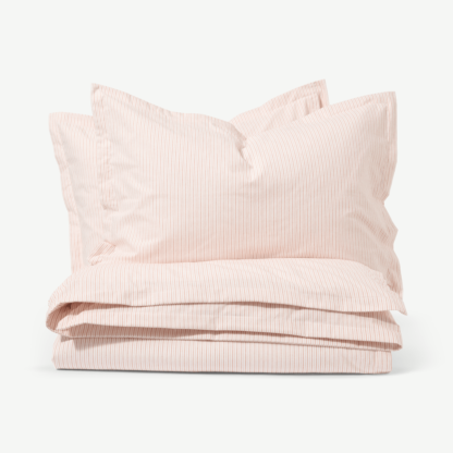 An Image of Laith 100% Organic Cotton Cover + 2 Pillowcases, Super King, Apricot