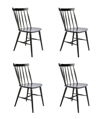 An Image of Habitat Talia 4 Solid Wood Dining Chairs - Black