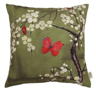 An Image of Angel Strawbridge Blossom Butterfly Cushion Basil - 45x45cm