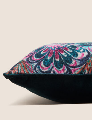 An Image of M&S Pure Cotton Velvet Fan Print Cushion