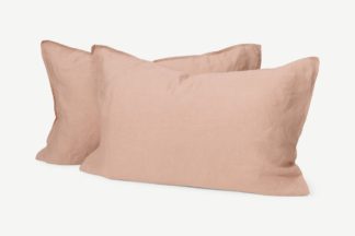 An Image of Brisa 100% Linen Set of 2 Pillowcases, Pink Clay