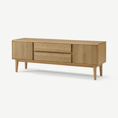 An Image of Abbon Wide Media Unit, Textured Oak