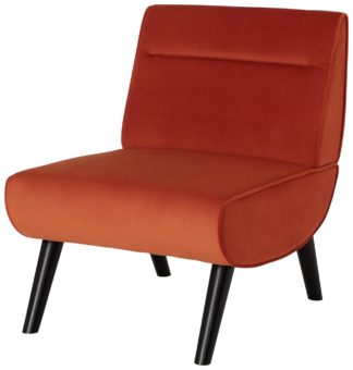 An Image of Habitat Rufus Velvet Accent Chair - Orange