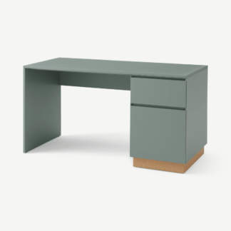 An Image of Elsdon Storage Desk, Concrete Blue & Oak