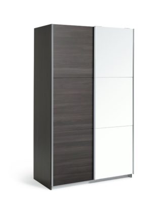 An Image of Habitat Holsted 2 Door Mirror Sliding Wardrobe - Black Brown