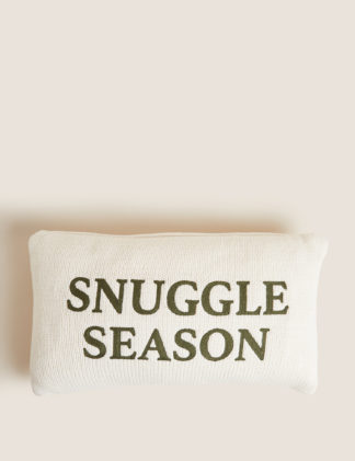 An Image of M&S Snuggle Season Slogan Embroidered Cushion