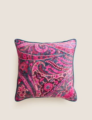 An Image of M&S Velvet Paisley Piped Cushion