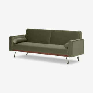 An Image of Warner Click Clack Sofa Bed, Pistachio Green Recycled Velvet