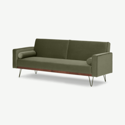 An Image of Warner Click Clack Sofa Bed, Pistachio Green Recycled Velvet