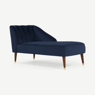 An Image of Margot Right Hand Facing Chaise Longue, Navy Blue Recycled Velvet
