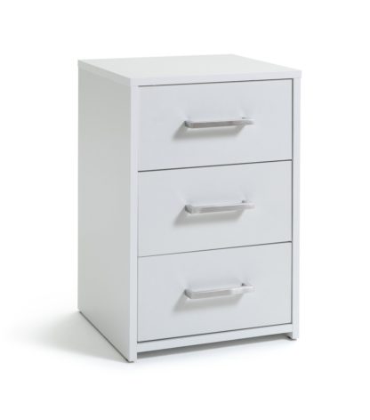 An Image of Argos Home Oslo 3 Drawer Bedside Table - Grey Oak Effect