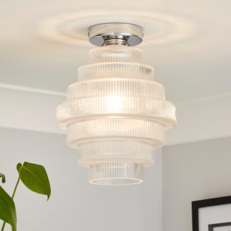 An Image of Monet Tiered Glass Flush Ceiling Light