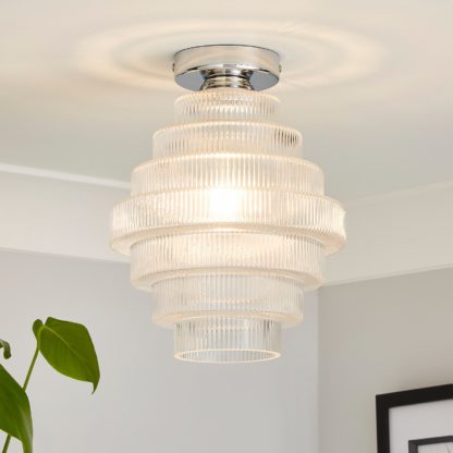 An Image of Monet Tiered Glass Flush Ceiling Light