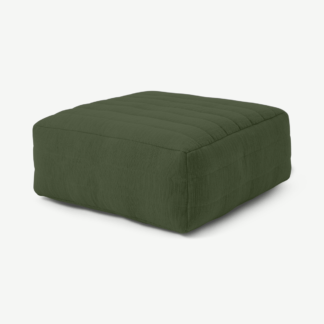 An Image of Gus Quilted Modular Floor Cushion, Olive Cotton Slub