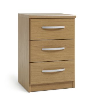 An Image of Argos Home Hallingford 3 Drawer Bedside Table - Oak Effect