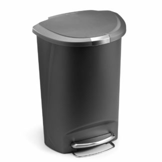 An Image of simplehuman 50 Litre Plastic Semi Round Pedal Bin - Grey