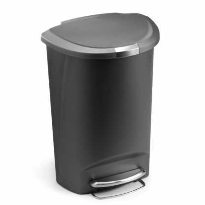 An Image of simplehuman 50 Litre Plastic Semi Round Pedal Bin - Grey