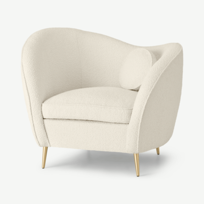 An Image of Kooper Accent Armchair, White Boucle