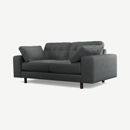 An Image of Content by Terence Conran Tobias, 2 Seater Sofa, Dark Grey Recycled Velvet with Dark Wood Legs