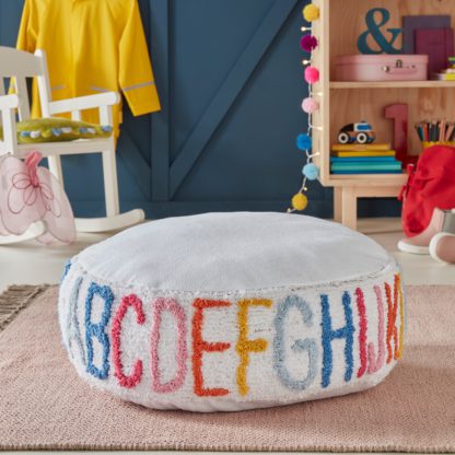 An Image of Kids Tufted Alphabet Pouffe MultiColoured