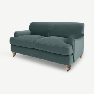 An Image of Orson 2 Seater Sofa, Slate Blue Recycled Velvet