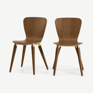 An Image of Set of 2 Edelweiss Dining Chairs, Walnut and Brass