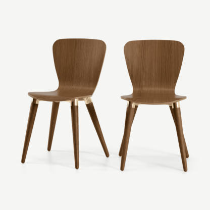 592d73371fdf420969acd87975f37bf58507c0e5d4143325b1e07e6c783aeefc.png An Image of Set of 2 Edelweiss Dining Chairs, Walnut and Brass
