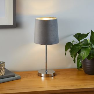 An Image of Paris Velvet Table Lamp - Grey