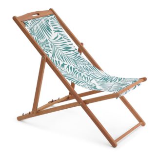An Image of Habitat Wood Deck Chair - White & Green