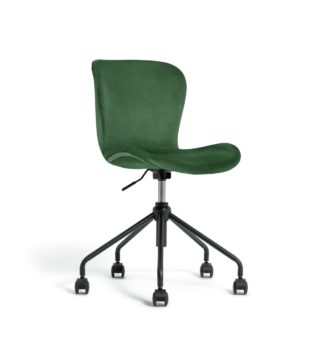 An Image of Habitat Etta Velvet Office Chair - Green