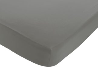 An Image of Habitat Washed Plain Stone Grey Fitted Sheet - Superking