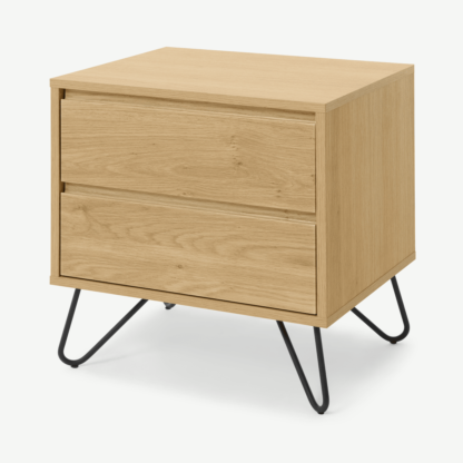 An Image of Elona Bedside Table, Oak Effect & Black