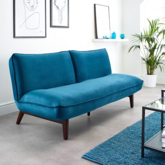 An Image of Audrey Sofabed Velvet Teal Teal (Blue)