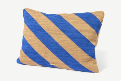 An Image of OYOY Living Design Takara Cushion, Optic Blue & Camel