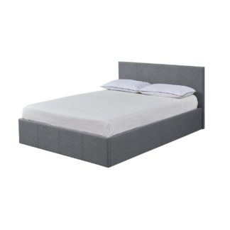 An Image of Habitat Heathdon Double Ottoman Fabric Bed Frame - Grey