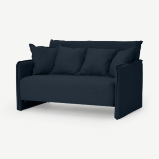 An Image of Medina Small Sofa Bed, Oxford Blue Fabric