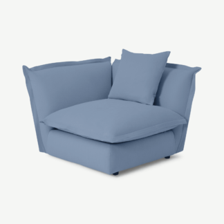 An Image of Fernsby Corner Modular Chair, Soft Cobalt Brushed Cotton