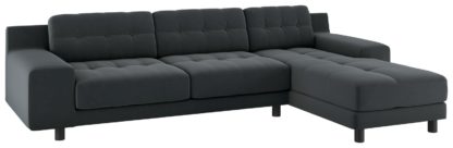 An Image of Habitat Hendricks Right Corner Velvet Chaise - Grey