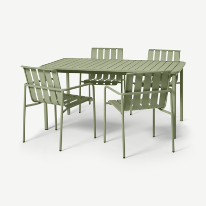 An Image of Soriano 4 Seater Garden Dining Set, Green