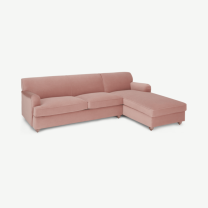 An Image of Orson Right Hand Facing Chaise End Sofa Bed, Soft Pink Recycled Velvet