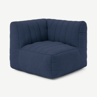 An Image of Gus Quilted Corner Modular Bean Seat, Navy Cotton Slub