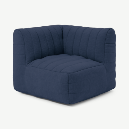 An Image of Gus Quilted Corner Modular Bean Seat, Navy Cotton Slub