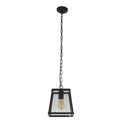 An Image of Bellevue 1 Light Industrial Pendant - Black