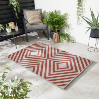 An Image of Reversible Geo Indoor Outdoor Rug Orange/White