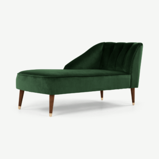An Image of Margot Left Hand Facing Chaise Longue, Forest Green Recycled Velvet